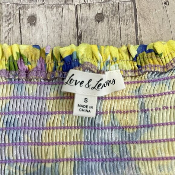 For Love & Lemons Cassia Floral Puff Sleeve Crop Top Size Small Party Evening - Picture 10 of 15